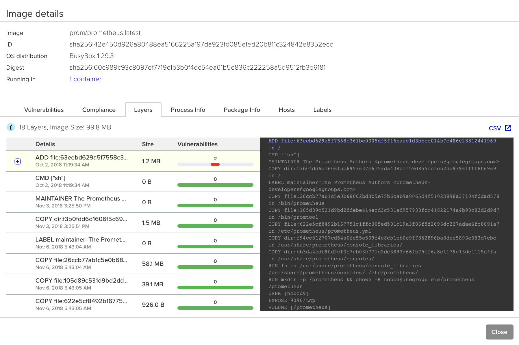 image scan reports layers tool