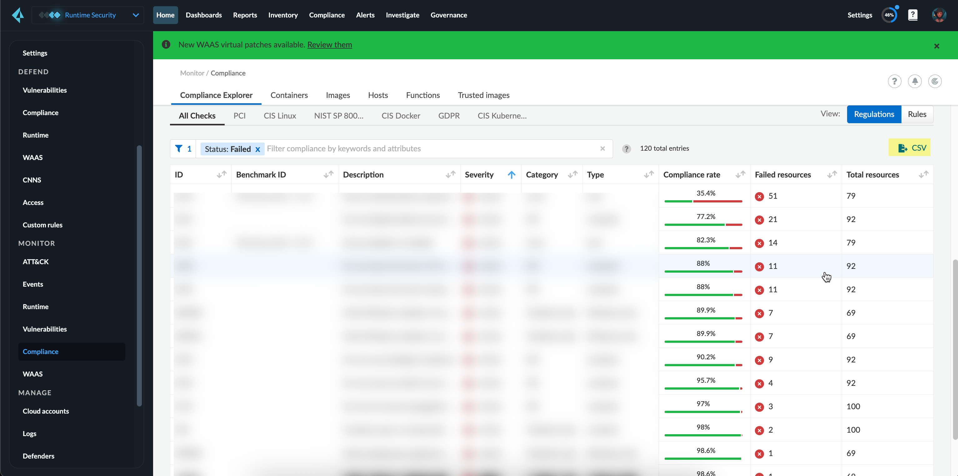 compliance explorer csv