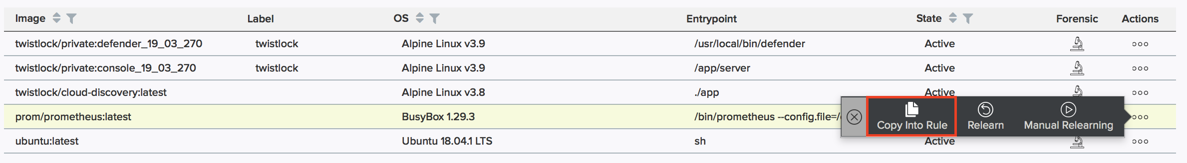 disable automatic learning copy into rule
