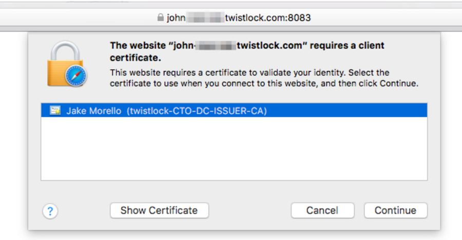 cert auth to console 765460