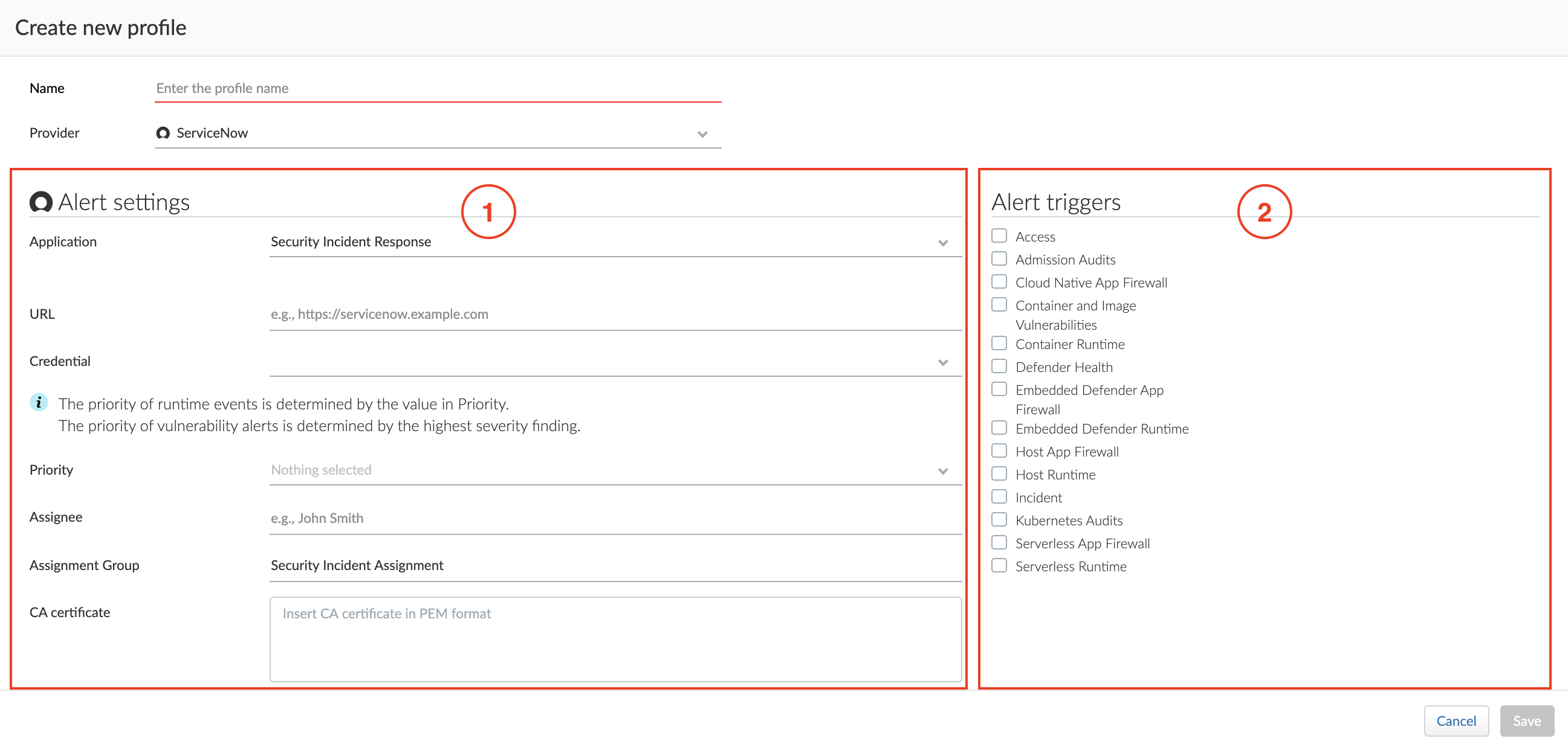 servicenow sir config
